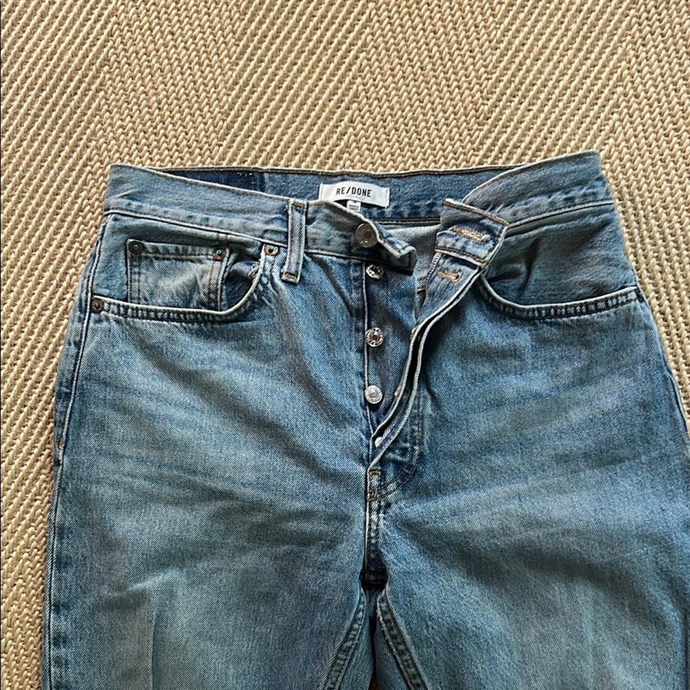 Re/Done Blue Relaxed Jeans with Vintage Wash